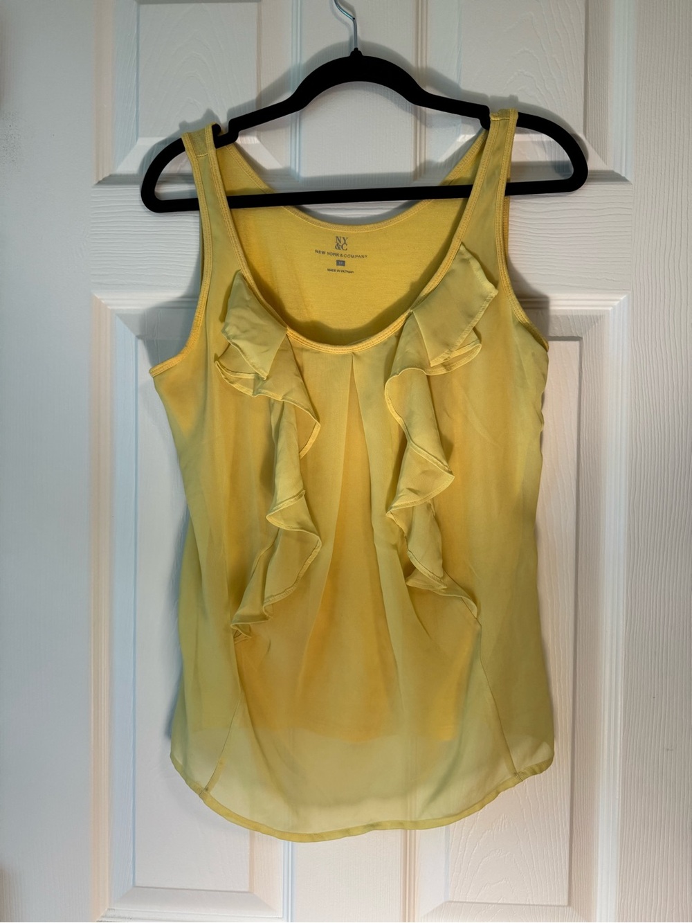 New York & Company Sunny Yellow Ruffle Front Camisole